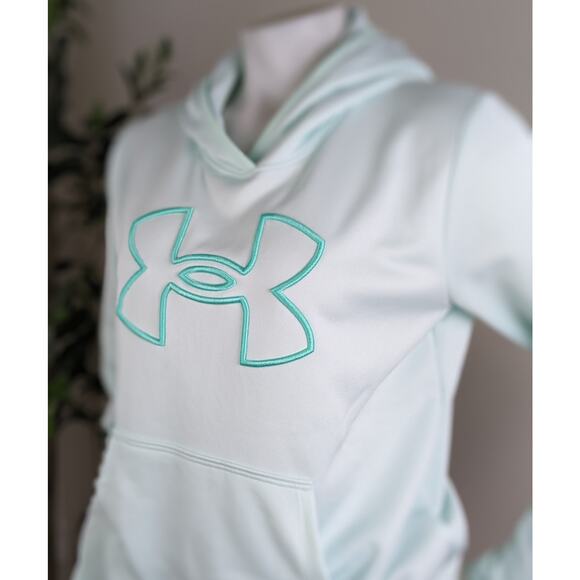 Under Armour Big Logo Fleece-Lined Hoodie Sweatshirt, Sea Glass Blue - Picture 4 of 9